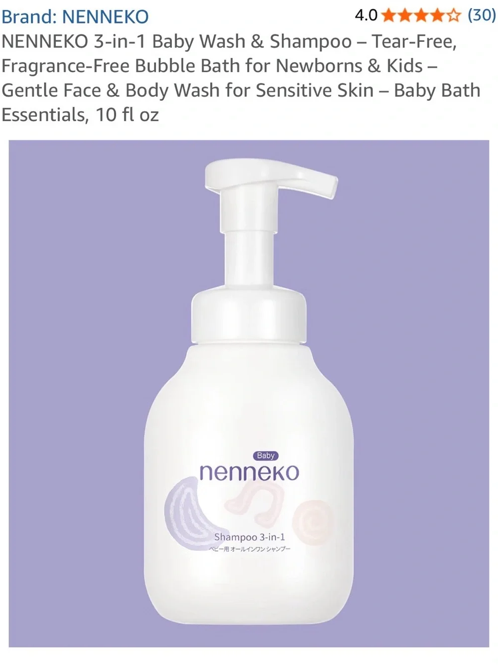 Nenneko Baby 3-in-1 Shampoo — Ages 0-12 Sealed NWT